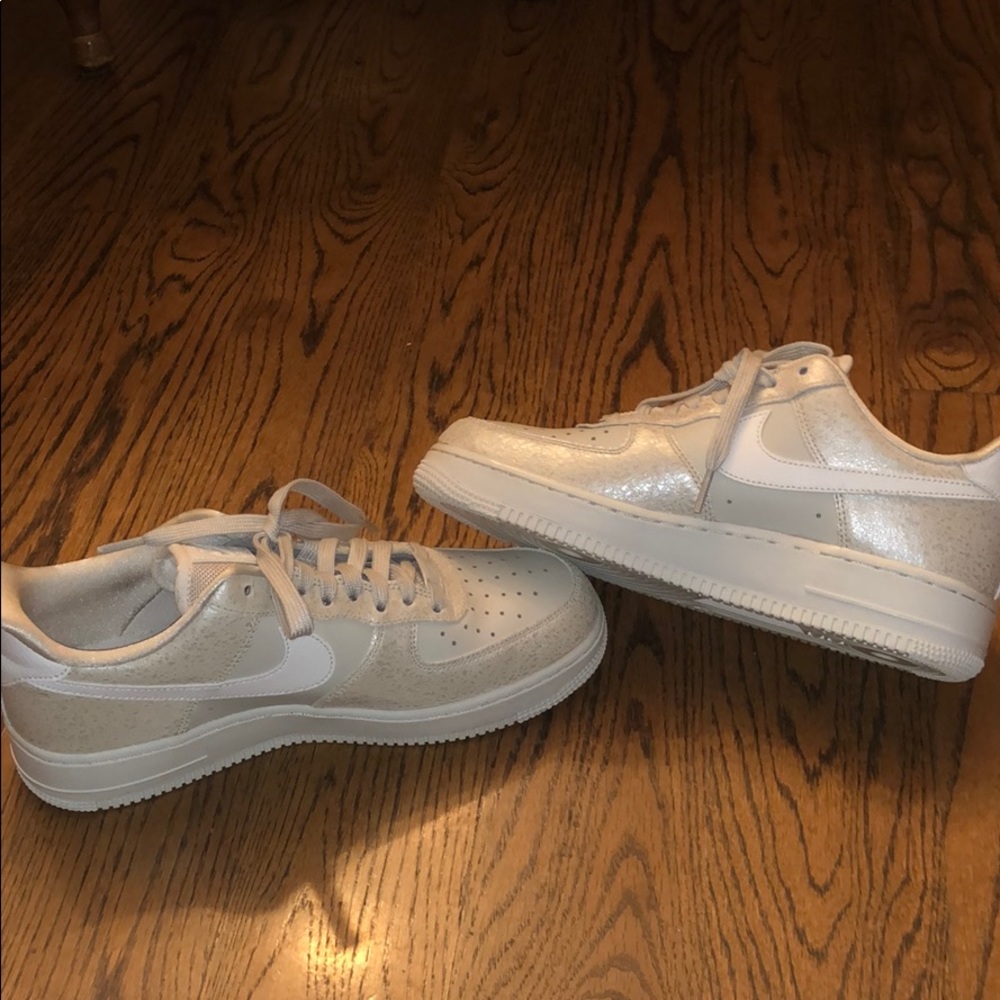 Light nude metallic Air Force ones